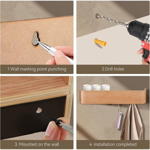 Wall Mounted Coat Rack with Shelf,Modern Coat Rack Wall Mount with Storage,for Living Room,Bathroom,Kitchen,Bedroom 1
