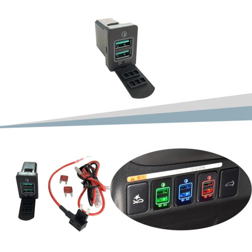 Car Quick Charge 3 Charging  Charger Dual USB Adapter for  Outlander 3 2018 2019 Red Light 1