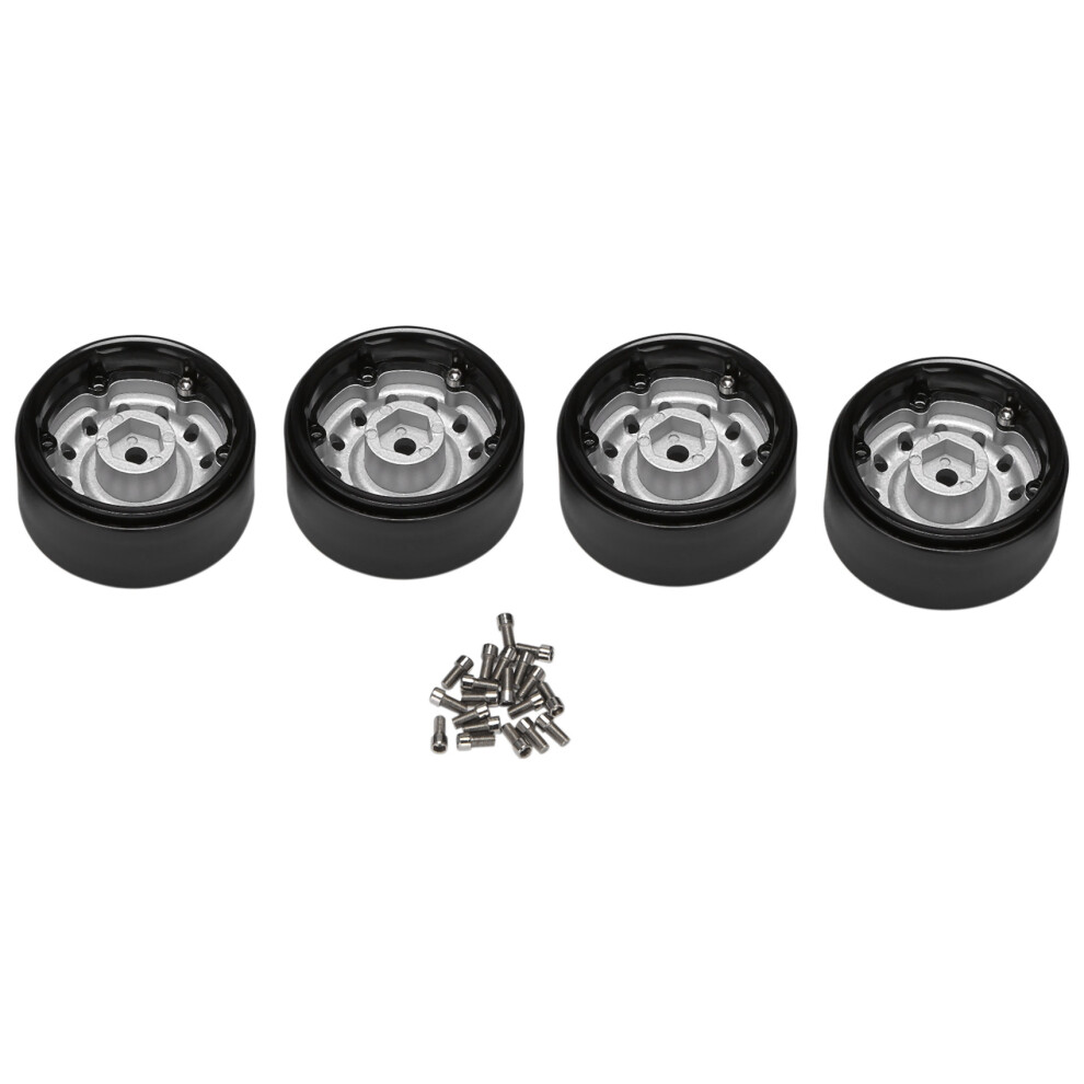 4Pcs Metal 1.9Inch Beadlock Wheel Rim Hub For 1/10 Rc Crawler Car Axial Scx10 90046 Trx4 Rc4wd D90 D110 12 Small Holes Silver 6033532597230