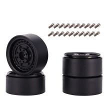4Pcs Metal 1.9Inch Beadlock Wheel Rim Hub for 1/10 Rc Crawler Car Axial Scx10 90046  Trx4 Tf2 Rc4Wd D90 ,Black