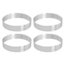 4 Pcs Circular Porous Tart Ring Bottom Tower Pie Cake Mould Baking Tools Heat-Resistant Perforated Cake Mousse Ring,10cm