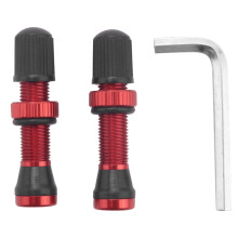 2PCS Bicycle Schrader A/V Valves 40mm CNC Machined Anodized Nipple for MTB Road Bike Tubeless Rims,Red
