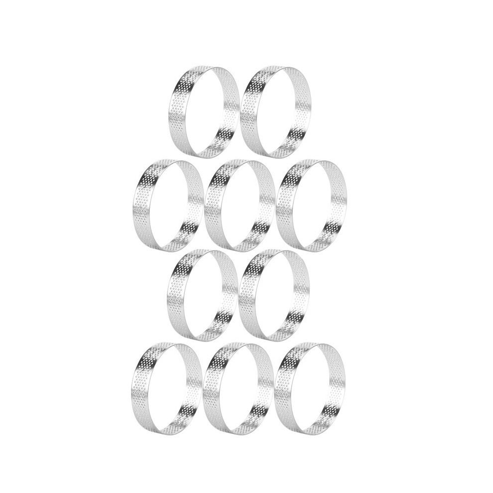 10Pcs 12Cm Circular Tart Rings With Holes Stainless Steel Fruit Pie Quiches Cake Mousse Mold Kitchen Baking Mould Tool 4713122538523