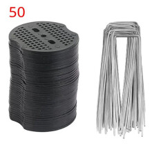 Set da 50 Pezzi di Graffette da Giardino A Forma di U con Rondelle per un Fissaggio Sicuro al Terreno e per il Controllo Delle Erbacce
