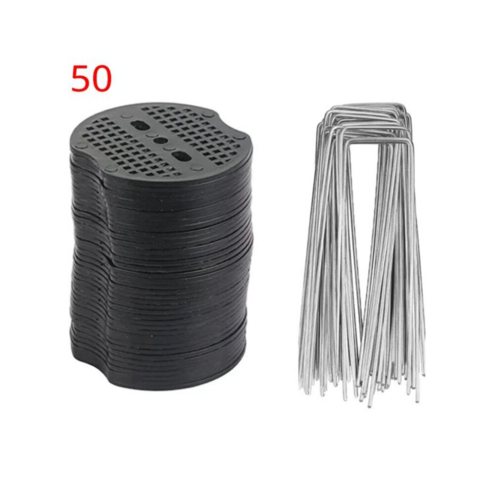 50Pcs Set U-Shaped Garden Staples With Washers For Secure Ground Fixing And Weed Control 6032351820680