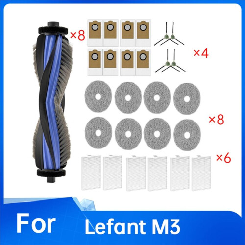 19 Pcs for  M3 Sweeping Machine Accessories Main Side Brush Mop Filter Dust Bags 2