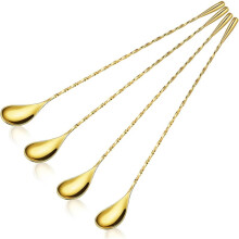 4Pcs 12Inch Cocktail Spoon Coffee Spoons Bar Stirring Spoon Long Handle Stainless Steel Cocktail and Coffee Mixing Tool