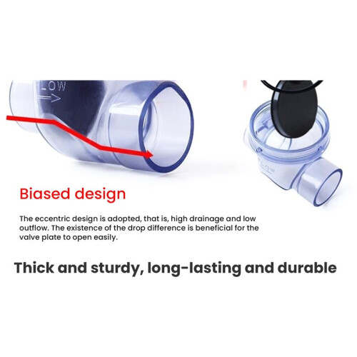 50mm Flap UPVC Transparent Check Valve Drainpipe Non-Return Valve Combination Sets Kitchen Sewer Deodorizationm 2