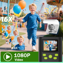 Kids Instant Print Camera, 2 Inch Screen Digital Printer Inkless Thermal Printer Camera with Paper Gifts for Kids