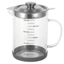 Premium 1,5L Spekvetcontainer met Zeef - Roestvrijstalen Filter, Borosilicaatglas, Antislipbodem