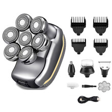 Electric Shavers for Bald Men - Waterproof, Cordless with 6-in-1 Grooming Kit, Nose and Beard Trimmer