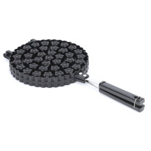 Bubbelwafelijzer, Antiaanbaklaag, Dubbelzijdig Bloemenpatroon, Eierwafelijzer, Ijshoorntjesmaker van Aluminiumlegering