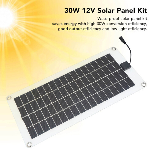 30W 12V Waterproof Polycrystalline Solar Panel Kit with Battery Clip 2