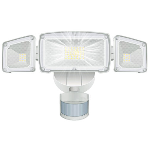 White Adjustable Security Light with Motion Sensor, IP65 Waterproof Outdoor Light for Garage and Yard Use