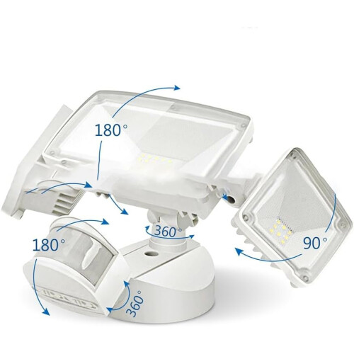 White Adjustable Security Light with Motion Sensor, IP65 Waterproof Outdoor Light for Garage and Yard Use 1