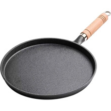 Cast Iron Skillet Pancake Pan Round Griddle 26cm Nonstick Egg Frying Pan Wooden Handle
