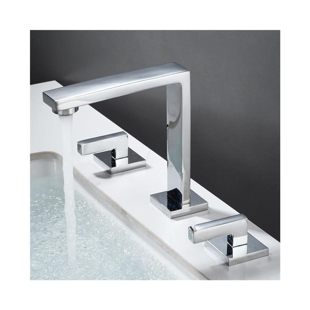 Bathroom Sink Faucet 3Hole Brass 2Handle White Finish Hot And Cold Water Mixer 9189345271205