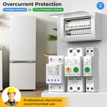 Protecteur à rearmement automatique Tuya WiFi 63A 230V avec compteur d'énergie, contrôlable via APP et commandes vocales