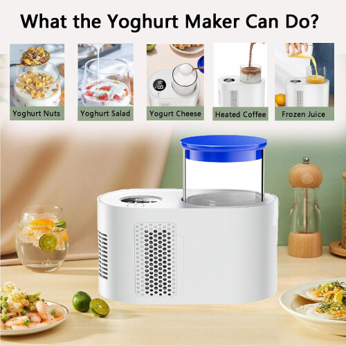 Smart Yogurt Maker Cup with Fast Cooling and Heating, LCD Timer for Home Car Office, White 2