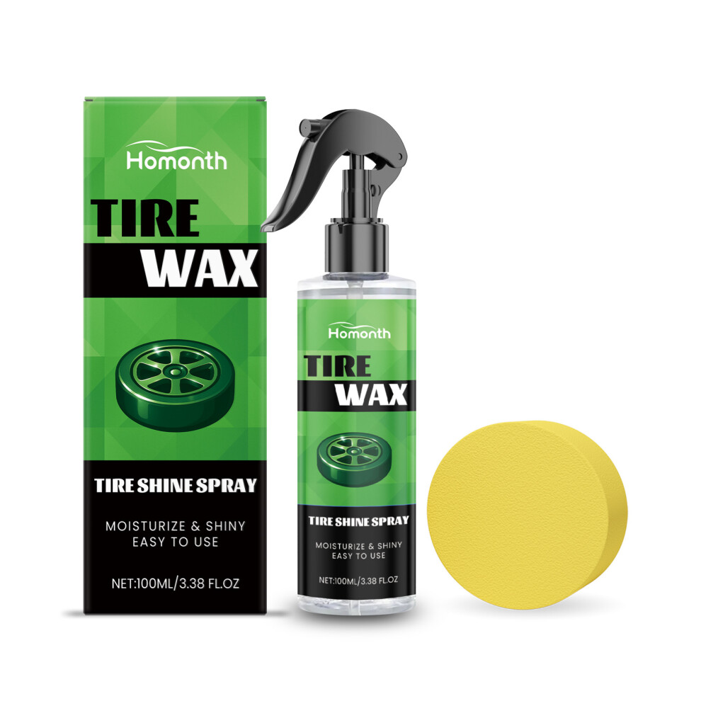 (100Ml*1+Sponge*1) Wheel Gloss Spray Set Car Tire Maintenance Stain Removal And Dustproof Polishing Shiny Care Agent Black 6900054956978