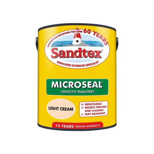 Sandtex Sandtex Microseal Smooth Masonry Light Cream 5L 2