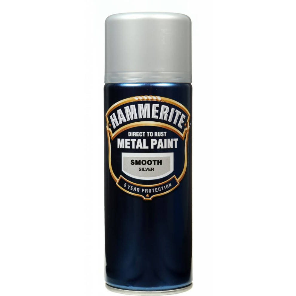 Hammerite SFSIAERO Direct to Rust Smooth Finish Aerosol Silver 400ml