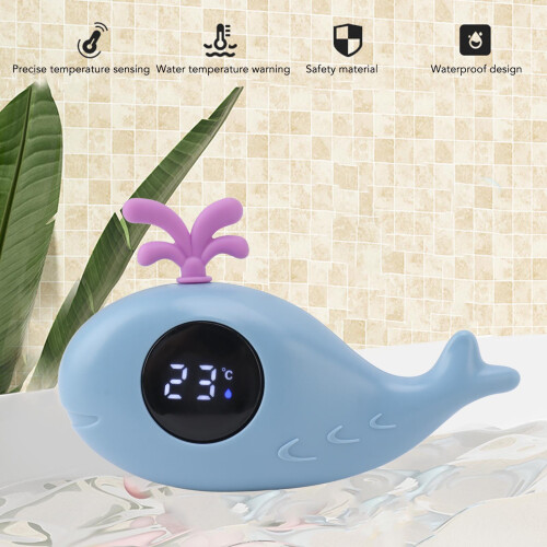 Digitales Baby-Badethermometer Süßer Wal Wassertemperaturmesser Blau 2