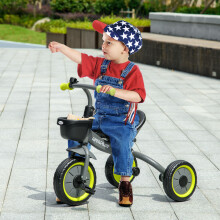 AIYAPLAY Trike W/ Adjustable Seat Basket, Kids Tricycle for 2-5 Years Old, Black