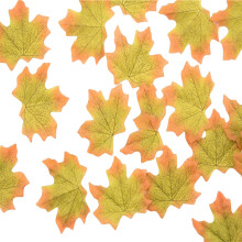 50Pcs Bright Colored Faux Maple Leaf Models With Natural-11