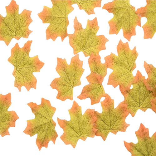 50Pcs Bright Colored Faux Maple Leaf Models With Natural-11