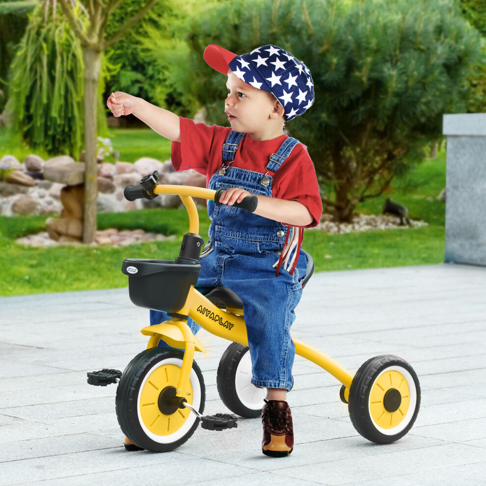 Aiyaplay Trike W/ Adjustable Seat Basket, Kids Tricycle For 2-5 Years Old Yellow