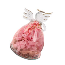 Everlasting Roses Bouquets Angel Figure with Glass Cover-Pink