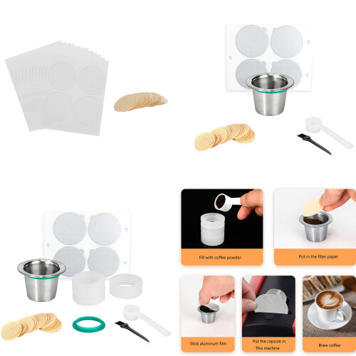 Stainless Steel Reusable Coffee Pod Filter Dishwasher-Set Three 1