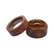 Rings Display Box Wood-Double brown window Custom lettering
