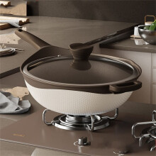 32cm NonStick Wok with Lid, Oil Ceramic for Gas and Induction, WarpResistant Base