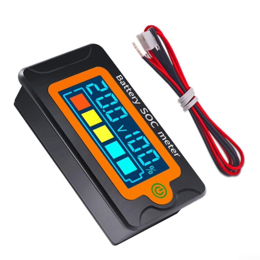 Battery Capacity Indicator And Digital Voltmeter With Lcd Display, Splashproof For Vehicles And Outdoor Equipment (Orange) Orange 9189345272486