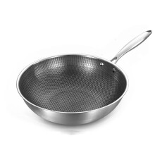 32cm Stainless Steel Wok NonStick Honeycomb 7Layer Large Capacity for Induction and Gas Stoves