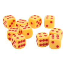 20 Stück 16 mm Rundkanten-Würfel-Set - Gelb mit Roten Punkten für Brettspiele