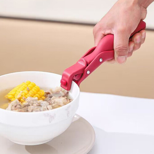 Pinces de cuisine multifonctions, conception en silicone-Rouge 2