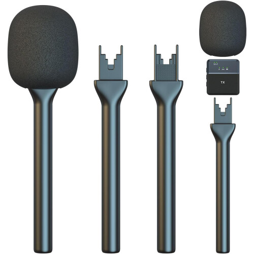 Professional Interviewer Mic Adapter Stick With Interchangeable Mount For Lapel Mic And Various Devices 1