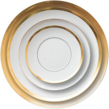 Gold Rimmed Plate Wide Version Bone China Tableware Set For Steak Dessert Fruit Plates