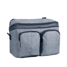 Buggy Pram Bag Waterproof Stroller Organizer With Diaper Pocket Adjustable Shoulder Strap Grey 34 x 16 x 24 cm