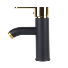Miscelatore lavabo in acciaio inossidabile a mano singola nero oro 711g