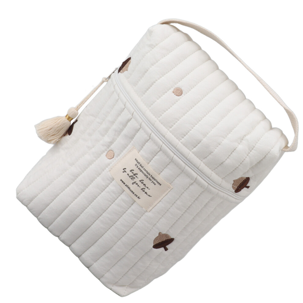 Baby Diapers Bag Cotton Stroller Zipper Toy Storage with Cute Quilting Pattern
