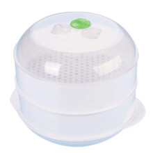 Microwave Steamer with Stainless Steel Liner, Large Capacity Round Plastic Food Steamer for Vegetables