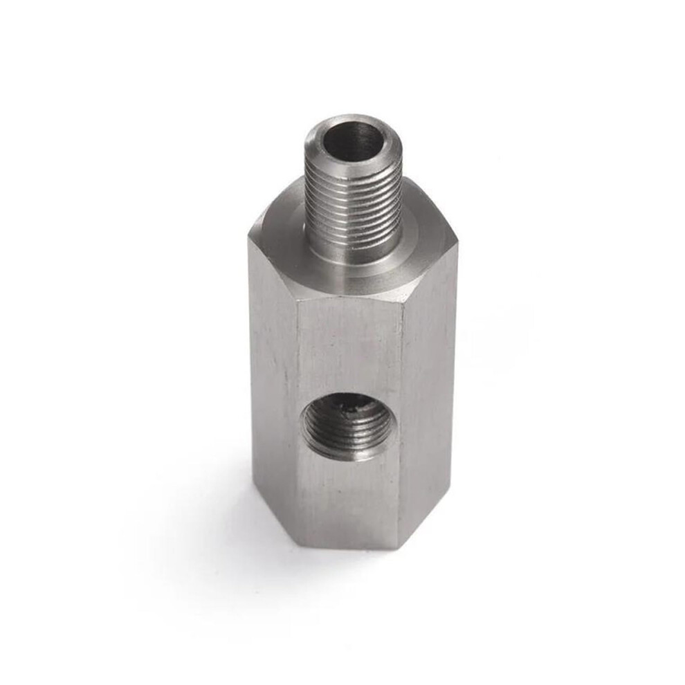 O2 Sensor Side Holes Stainless Steel 1/8 Npt Female To M12/M10/M14 Tee Adapter Feed Line Gauge Connector 9189345274145