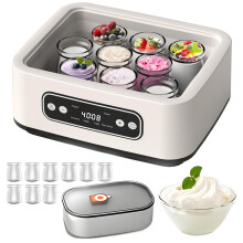 Digital Yogurt Maker 1.6L with 9 Glass Jars, Adjustable Temp and Time, LED Touch for Rice Wine Natto