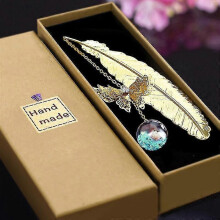 (C) Metal Feather Bookmark Birthday Gift Women Teachers Mothers Day Butterfly Book Mark For Book Lover Librarian Readers Tw