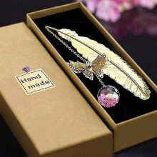 (B) Metal Feather Bookmark Birthday Gift Women Teachers Mothers Day Butterfly Book Mark For Book Lover Librarian Readers Tw