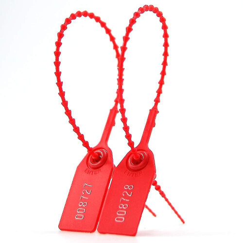 100 Plastic Tamper Seals, Zip Ties for Fire Extinguishers Pull Tite Security Tags Numbered Disposable Self-locking Tie 250mm Length (red) Tw